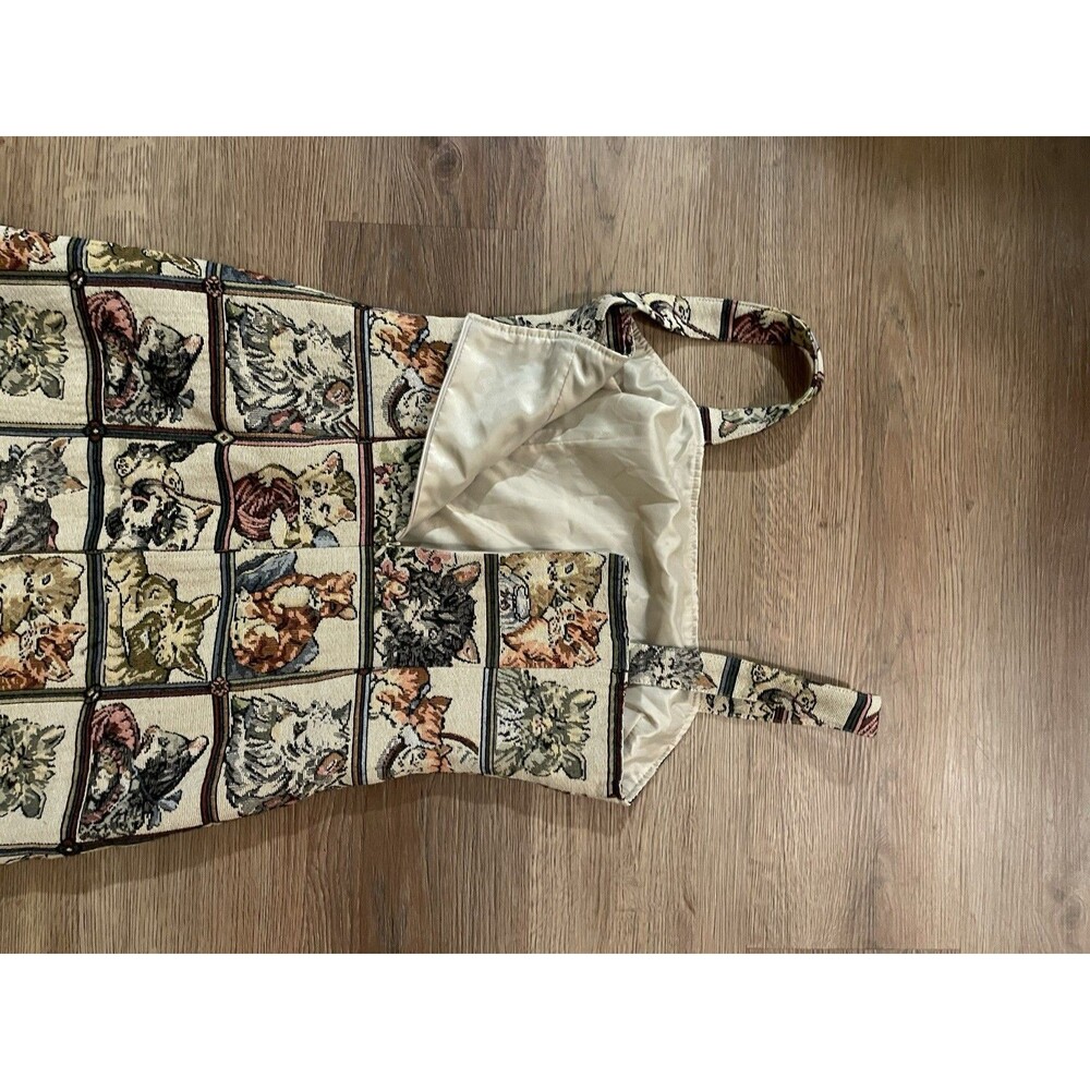 Cider Cat Lover Tapestry Mini Dress Patchwork Kitten Print Pinafore SZ M - Picture 4 of 5